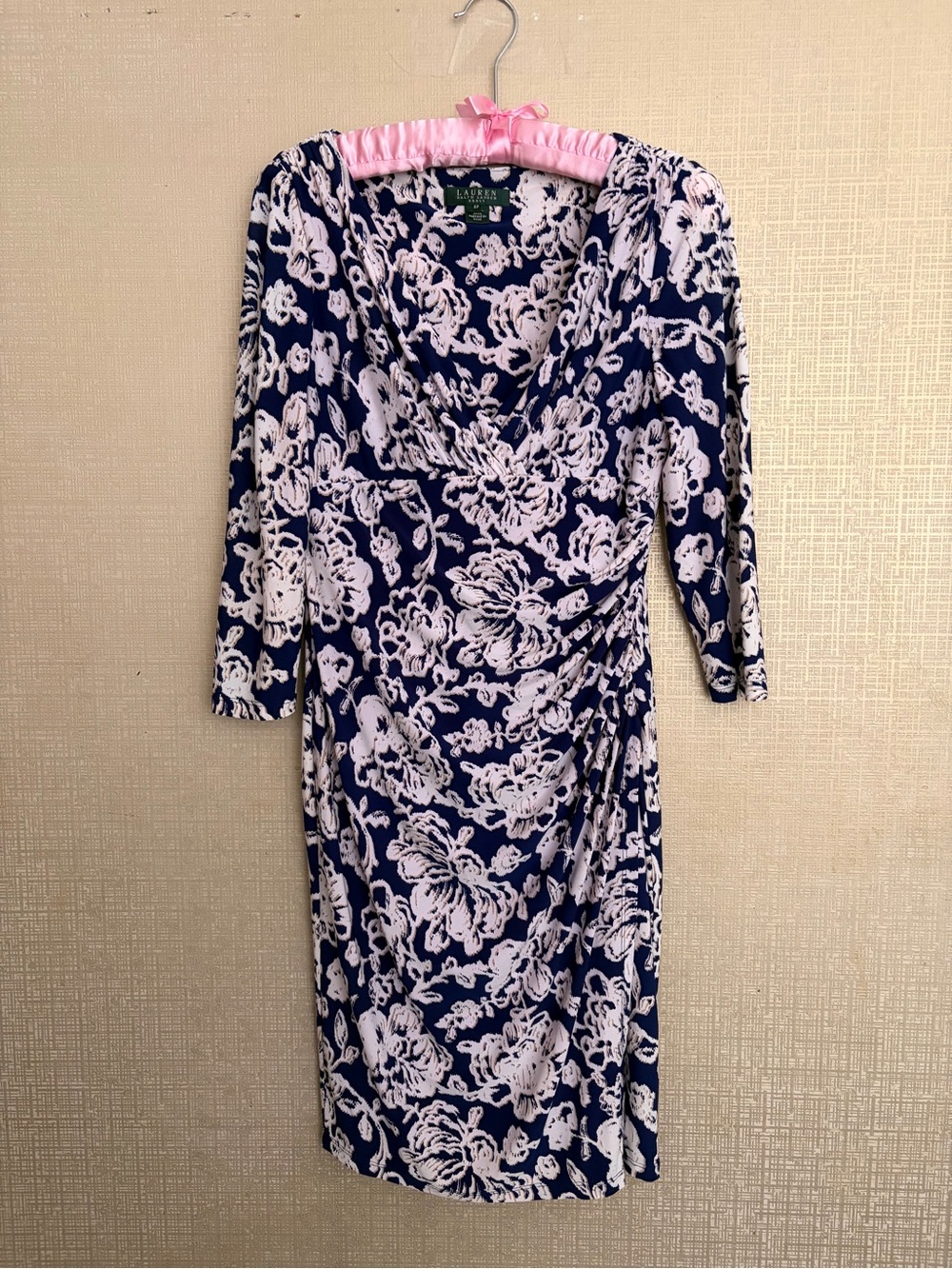 Lauren Ralph Lauren Navy Floral Midi Sheath Dress